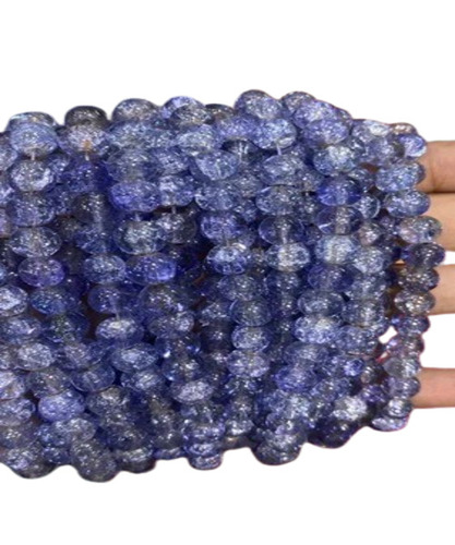 Round Glass Beads - 8 Mm, Blue Glossy Waterproof Glass Beads | Stylish Plain Design