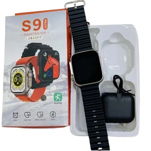 S9 Ultra Smart Watch - Silicone Strap, Square Shape, Digital Display | Unisex, Black Color, Daily Use Quality, New Condition