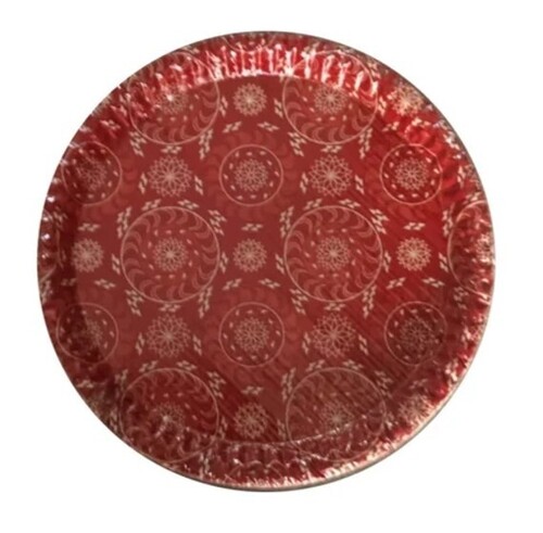 13 Inch Printed Paper Plate - 100 GSM, Round Shape, Pack of 100 Pieces | Disposable, Versatile for Parties and Events