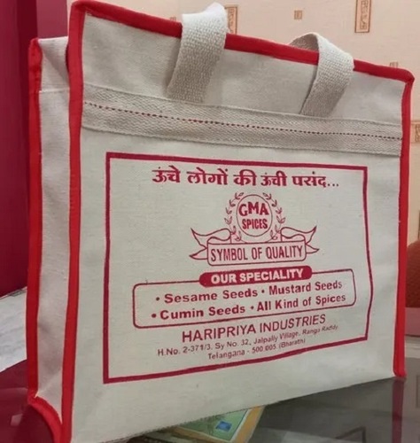 Chain Cotton Canvas Bag - Durable, Eco-Friendly Material | Various Colors, Printed Design, Loop Handles, Ideal for Packaging