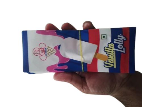 Ice Cream Packaging Pouch - PET Material 8x12 Inches Printed Matte Finish Double Layer Laminated Custom Design Heat Sealed Closure