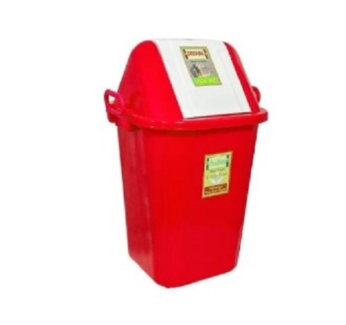 Plastic Dustbins With Swing Lids - Plastic Material Various Sizes Available Red Color | Easily Cleaned for Housekeeping Applications