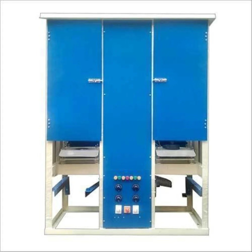 Semi Automatic Double Die Dona Making Machine - Mild Steel, 5000-10000 Dona/Day Capacity , Blue Finish, 1 HP Power Consumption, Human Machine Interface Control