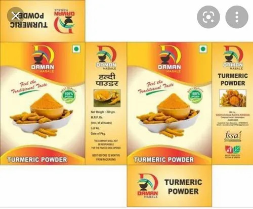 Spice Packaging Box - Bleached Kraft Paperboard, Rectangular Shape, Multi Color, 350-400 GSM, Biodegradable, Debossed Design with Spot UV Printing