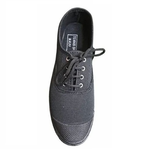 Black Canvas Tennis Shoes - Mid Cut, Lace Up Closure, Unisex Design, Resin Sole, Color: Jet Black | Ideal for All Seasons, Available in All Sizes