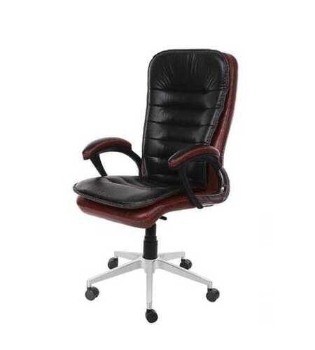 Executive Office Chair - High Quality Aluminum, 360 Swivel, Black & Brown | Modern Design, Portable, Medium Back, 5 Wheels