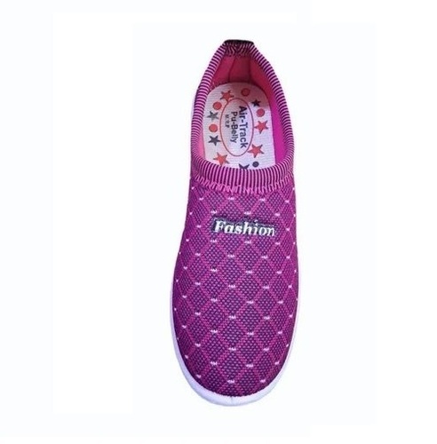 Ladies Purple Printed PU Casual Shoes - PU Material, Flat Heel, All Sizes, Rubber Sole, Purple Base Colour | No Fade, Washable, Quick Dry, Comfortable