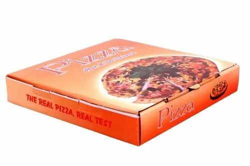 Printed Pizza Box - Single Wall 3 Ply, 7x7x2 Inches Square Die Cut Design | Lithography/Offset Printing