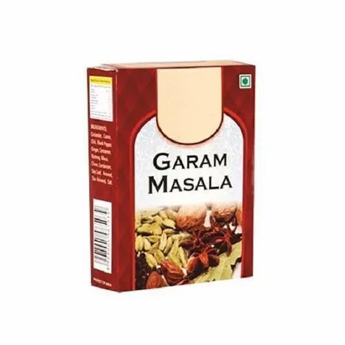 Spice Packaging Box - Recycled Paperboard, Rectangular Shape, Multi Color, Gloss Varnish Finish, Weight Capacity < 2 Kg, Food Grade & Disposable