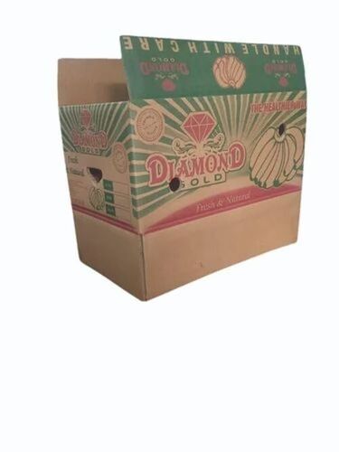 Banana Packaging Box - Corrugated Paper, 15 Kg Capacity, Double Wall 5 Ply, Brown Color, Printed Design | Ideal for Shipping and Storage