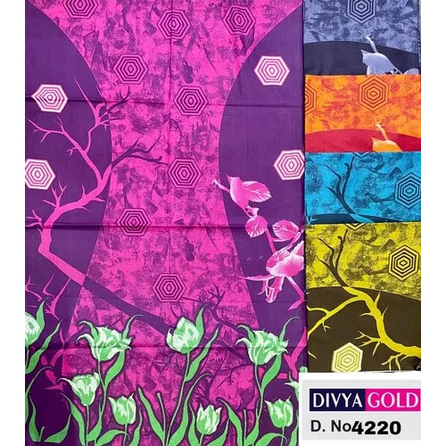 Cotton Printed Unstitched Nighty Fabric 3 Meter - 240 GSM, Vibrant Multicolor Daman Print, Tear Resistant Design, Washable & Ideal for Nighties