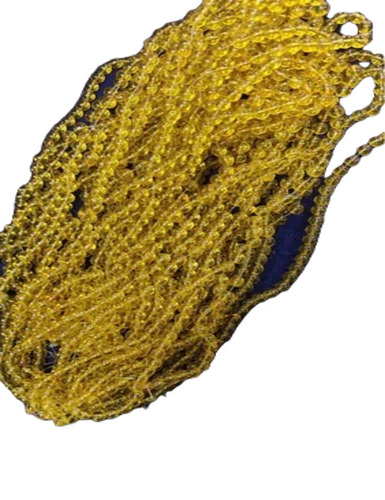 Golden Glass Beads - 8 mm Round Glossy Waterproof Beads, Stylish Hard Glass Material