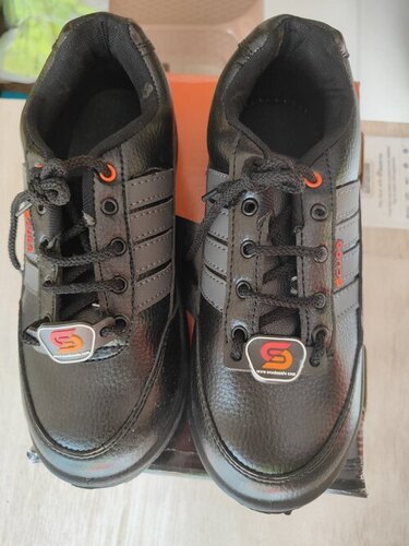 Industrial Safety Shoes - PU Leather, Standard Size, Black | Lightweight, Non-Slippery Nature, Superior Design, Lace Style