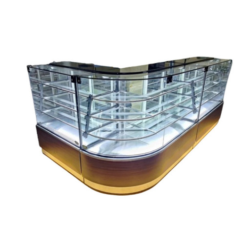 L Shape Bend Glass Display Counter