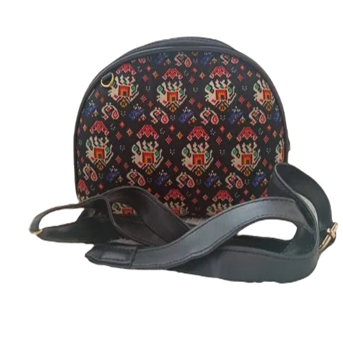 Ladies Black Sling Bag - Cotton Fabric, Moisture Proof Design | Zipper Top Closure, Casual Use, Good Grade Quality