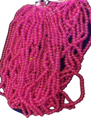 Pink Glass Bead - 8 mm Round Glossy Waterproof Pink Glass Beads | Stylish Design, Hard Texture, Ideal for Decorative Use