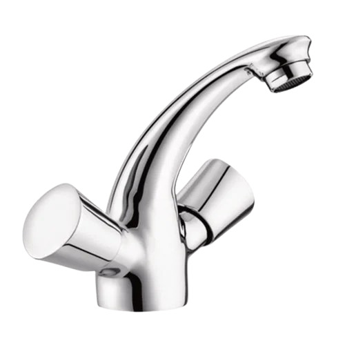 Ss Central Hole Basin Mixer - Stainless Steel Standard Size Glossy Silver Finish | Durable Fine Finished Round Shape Deck Mounted