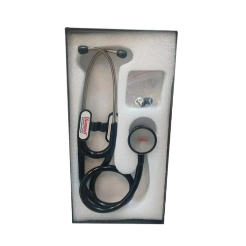 ST-07 Dual Head Stethoscope - Stainless Steel, Black Finish , Double Sided Diaphragm for Portable Heart Measurement