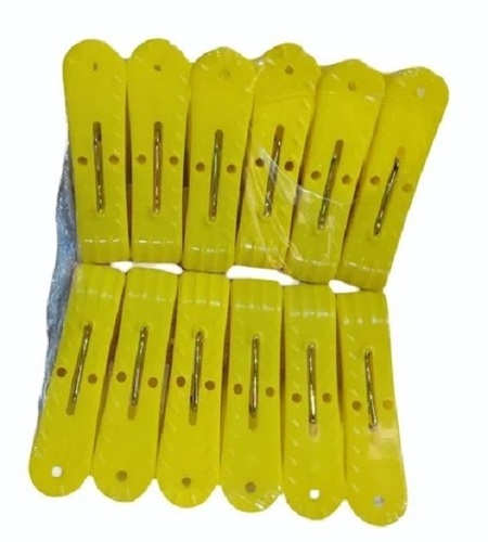 Yellow Plastic Cloth Clip - Plastic Material, Standard Size, Yellow Color | Crack Resistant, Easy to Use, Quality Tested for Durability