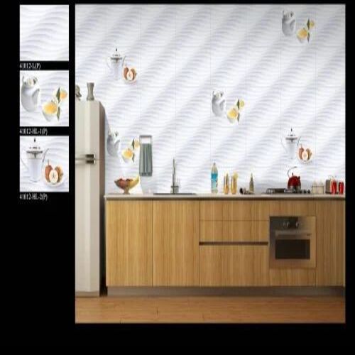 Ceramic Kitchen Tile - Glossy White Ceramic Wall Tiles 9 mm Thickness Random Design 6 Tiles Per Box | Customizable Size Options