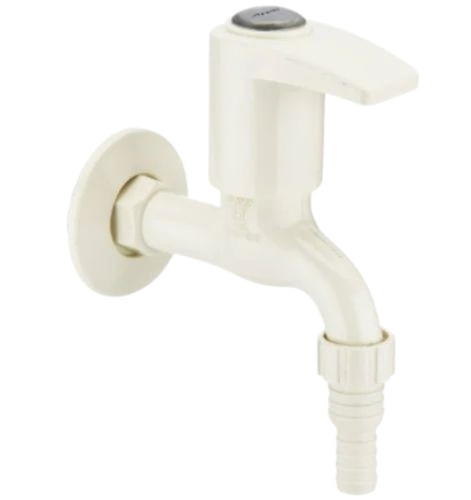 Nozzle Bib Cock - PVC, 15mm Size, Glossy White Finish | Durable, Wall Mounted, Round Shape, Very Good Finishing