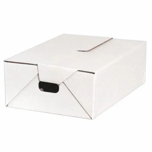 Open Top Rectangular White Corrugated Box - 5-10 Kg Capacity, Biodegradable & Food Grade Material, Gloss Varnish & Matte Finish
