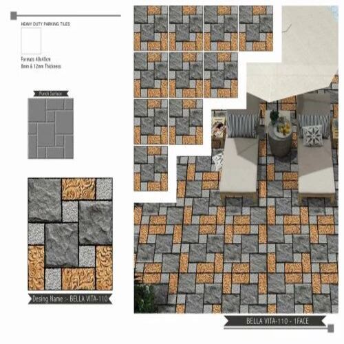 Parking Floor Tiles - Rustic Porcelain, 300x300 mm Size, Random Design | Ideal for Durable Flooring Solutions in Parking Areas
