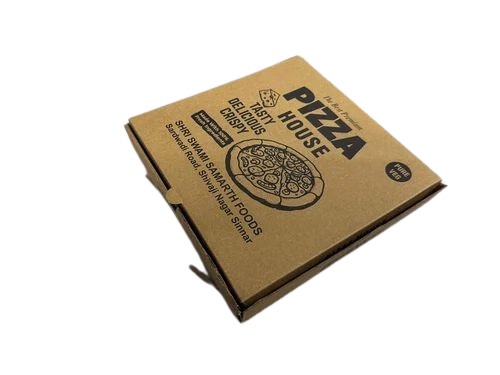 Pizza Packaging Box - Corrugated Paper, 8x8x1.5 Inches, Brown Color, Square Shape, Single Wall 3 Ply