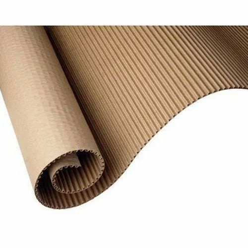 Plain Corrugated Roll - Corrugated Paper, 100-300 GSM, 1-3 mm Thickness | Brown Color, Plain Pattern, Ideal for Versatile Packaging