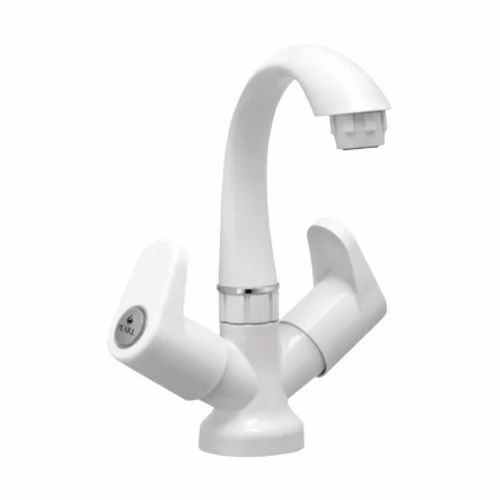 White Sink Mixer Cock - Glossy Finish, Durable PVC Material, Customized Size, Wall Mounted, Round Shape