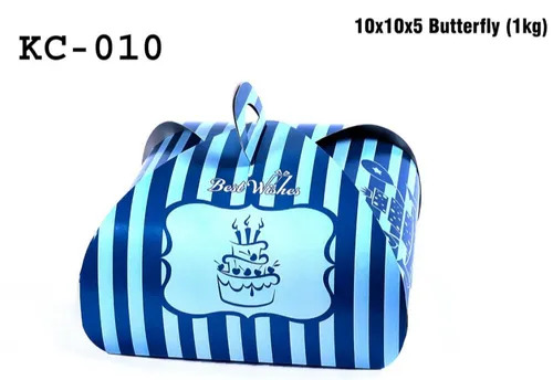 Blue Cake Packaging Box - Paper, Square Shape, Blue Color | Recycled Material, Eco-Friendly Design for Food Packaging