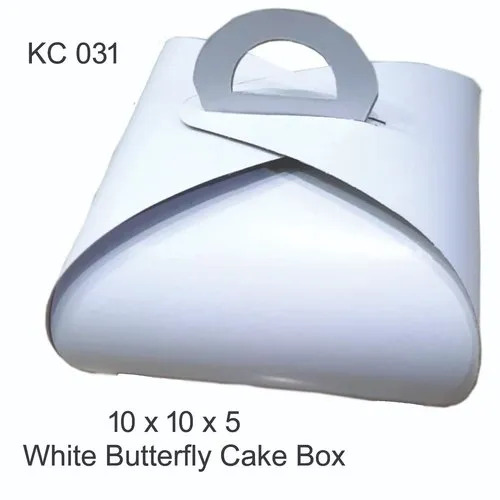 Butterfly Cake Paper Box - Paper, Square Shape, White Color | Recycled Material, Eco-Friendly, Ideal for Food Packaging
