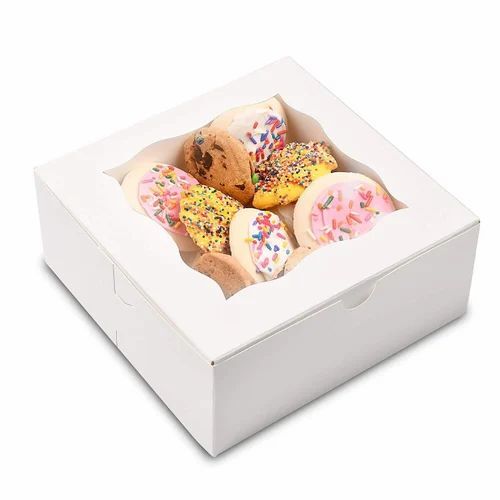 Cookies Packaging Boxes - Virgin Kraft Paper, 5x5x3 Inch, White Color, Single Wall 3 Ply Construction, 200 ml Storage Capacity, Square Shape
