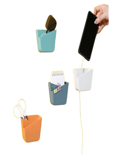 Double Pocket Wall Mount Mobile Holder - Abs Plastic Multicolor | Stylish Look Durable Design Perfect For Organizing Your Space