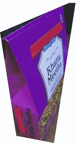 Namkeen Packaging Box - Cardboard, 140x190x90 mm, Multicolour | One Compartment, Rectangular, Printed Design