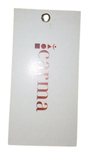 Paper Hang Tag - Kraft Paper, 2x4 Inch Size, White Color, Printed Design | Ideal for Garments & Apparel Display