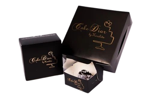 Printed Cake Box - 250 Gsm Paper | Black, Disposable For Cakes, Pastries, Brownies, And Desserts