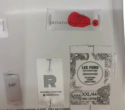 Printed Garment Label - Polyester, Rectangular, Multicolor | Perfect for Garment Tagging and Branding