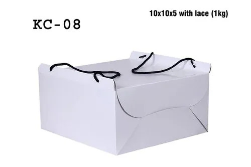White Cake Packaging Box - Recycled Paper, Square Shape | Eco-Friendly, Industrial Use in Food Packaging