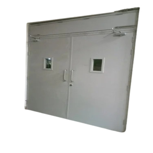 Fire Rated Doors - Wood & Stainless Steel Construction, 5mm Leaf Thickness, Grey Finish, Premium Quality, Suitable for Commercial, Industry, and Residential Applications