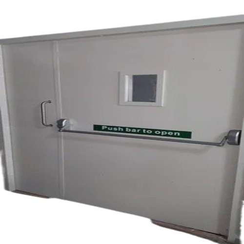 Fire Rated Paint Door - Wood & Stainless Steel, 5mm Leaf Thickness, Finished Surface, Grey Color, Center Lock Handle, Premium Quality