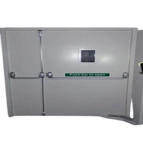 Grey Fire Rated Doors - Premium Wood with Stainless Steel Frame, 5mm Leaf Thickness, Center Lock Handle