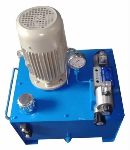 Ms Hydraulic Power Pack Machine - 1 HP Electric Motor, 220V Semi-Automatic Design | Mild Steel Body, Blue Color, Industrial Usage