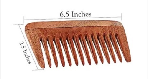 Neem Wood Shampoo Comb - Solid, Brown | Tested for Quality Standards, Good Gripping, Delivered Within Committed Time Frame