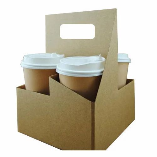Paper Coffee Cup Holder - Brown Paper, Disposable | Customized for Cafes and Offices