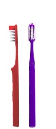 Plastic Tooth Brush - Nylon Bristles, Standard Size | Soft, Lightweight, Various Bristle & Stick Colors, Good Gripping