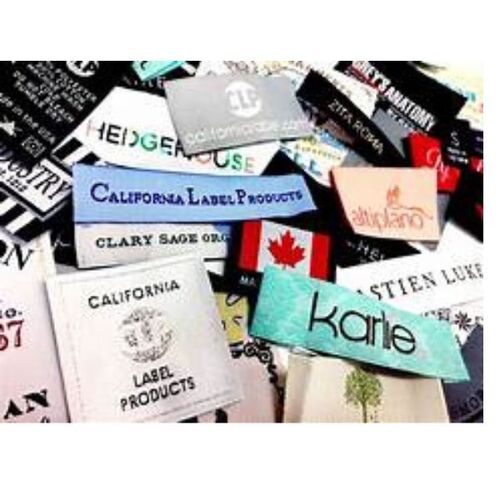 Woven Labels - Multi-Color Printed, Eco-Friendly Acrylic & Paper Material, Customizable Shape, Adhesive Sticker for Labeling