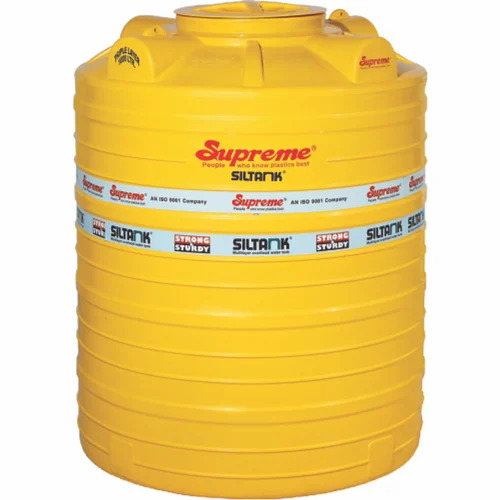 Yellow Plastic Water Storage Tank - 1000 Ltr Easy to Install Leak and Crack Resistant Round Shape Ideal for Domestic Use