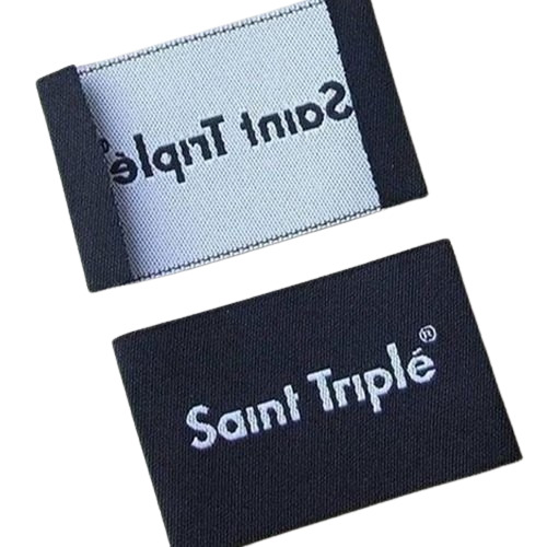 T Shirt Woven Labels - Woven Material, 2 Inch Rectangular Shape, Black Color | Ideal for T Shirt Applications