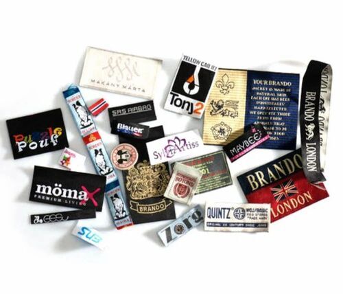 Woven Clothing Labels - Woven Material, Packet Packaging, Thickness 0.5-1 mm, Waterproof | Multicolor, Ideal for Advertising